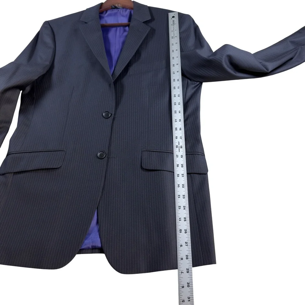 French Connection Mens 38R Pinstripe Wool Suit Navy 2-Piece 34W‎ 32L